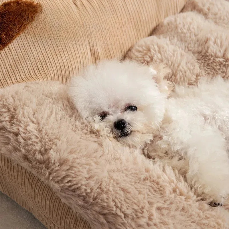 Large Fluffy Dog Sofa Bed – Cozy Cushion Pet Bed Mat – alternate view 3