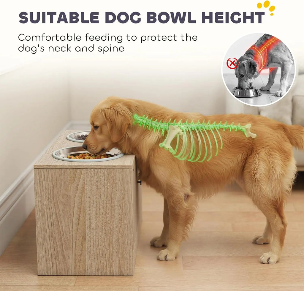Elevated Dog Bowls with Storage Cabinet & Slow Feeder – Large Pets – alternate view 3