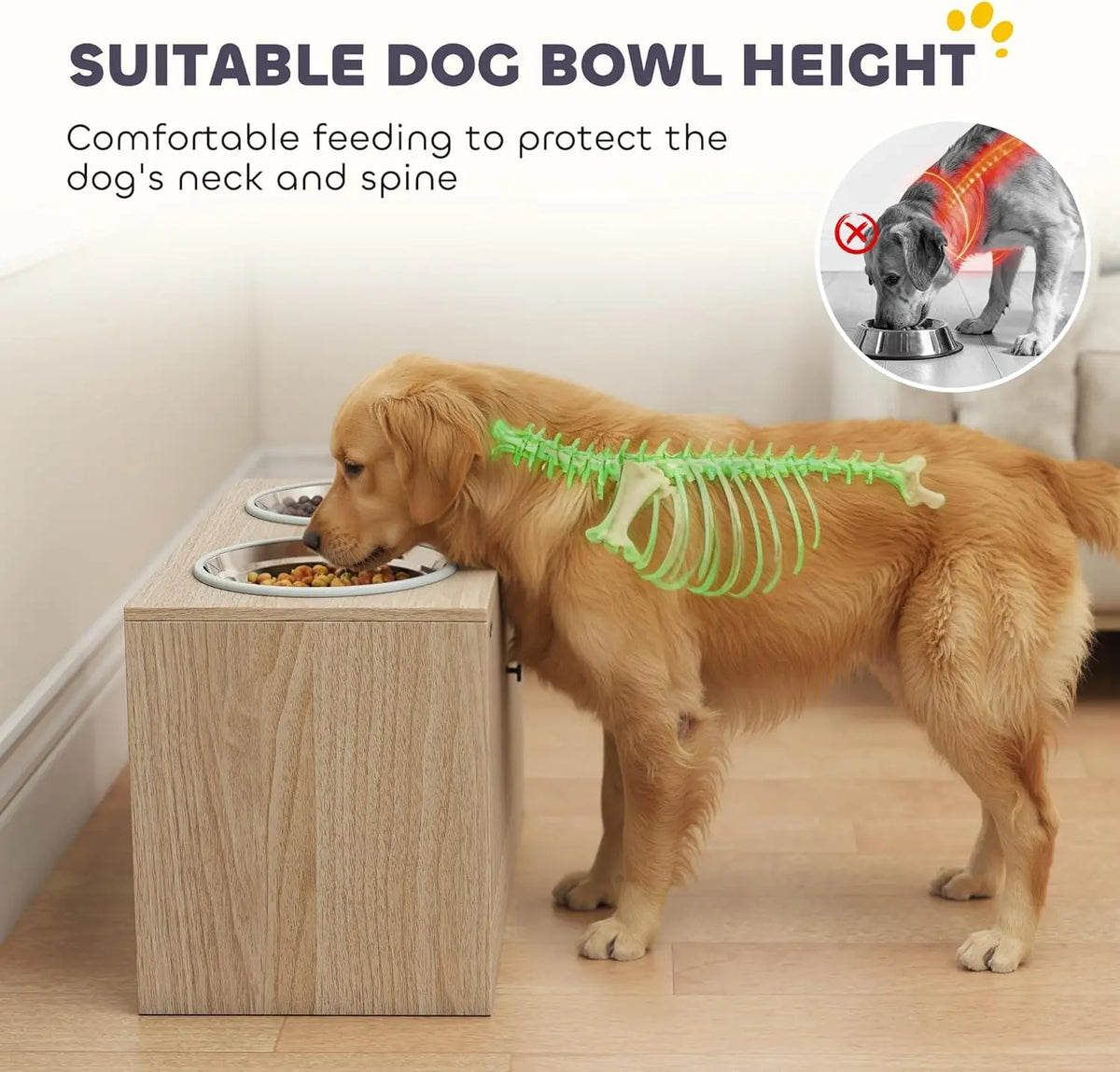 Elevated Dog Bowls with Storage Cabinet & Slow Feeder – Large Pets – alternate view 3