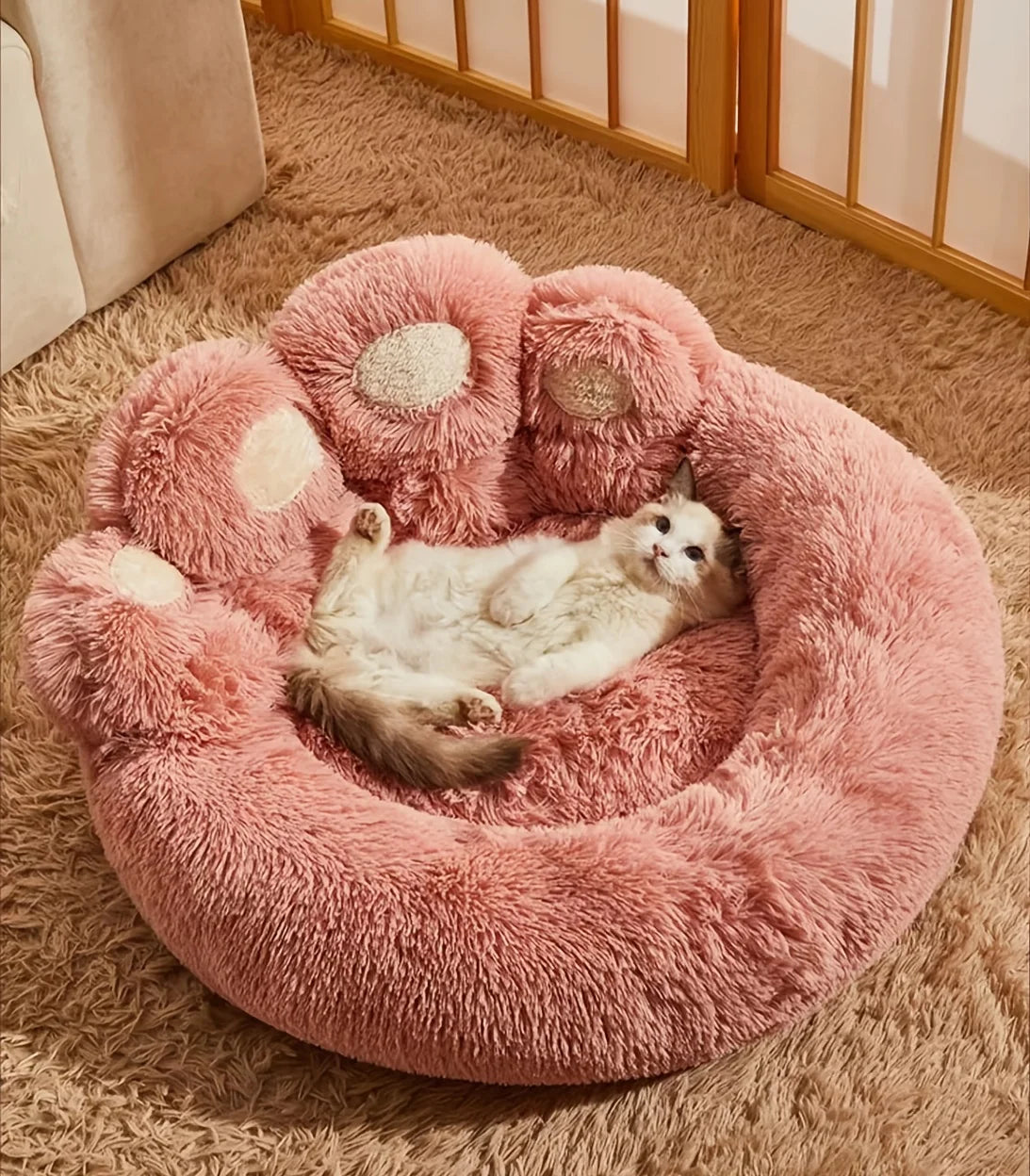 Fluffy Bear Paw Dog Bed – Large, Cute Plush Pet Bed – alternate view 25