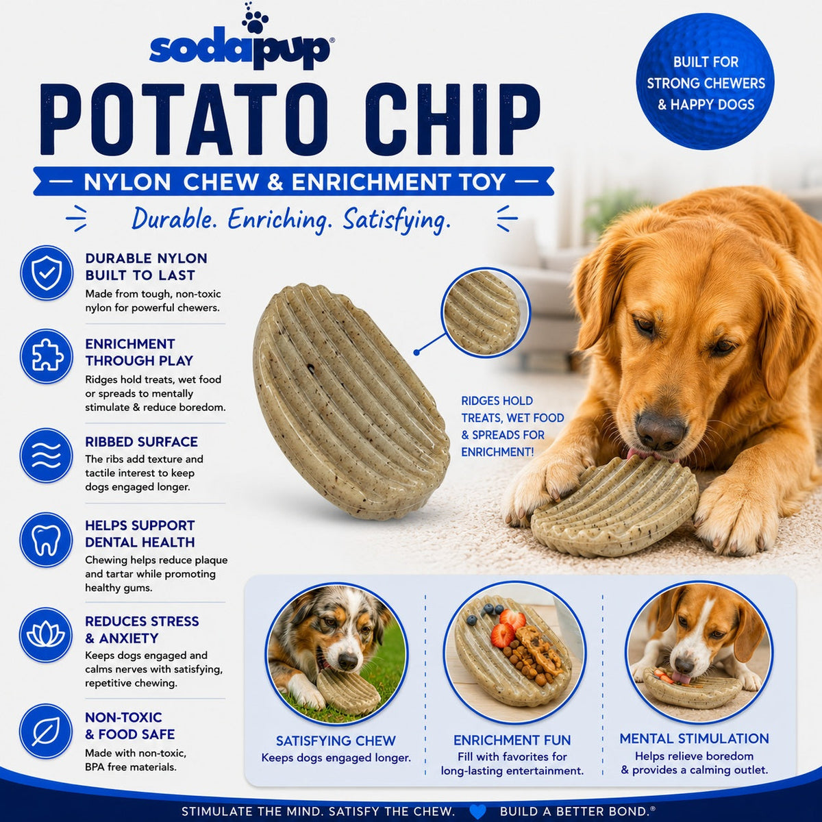 SodaPup Potato Chip brown nylon chew and enrichment toy – photo 4 of 9