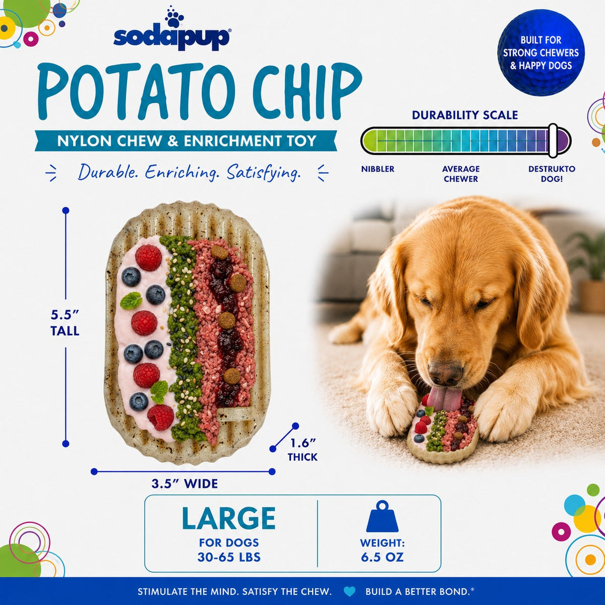 SodaPup Potato Chip brown nylon chew and enrichment toy – photo 5 of 9