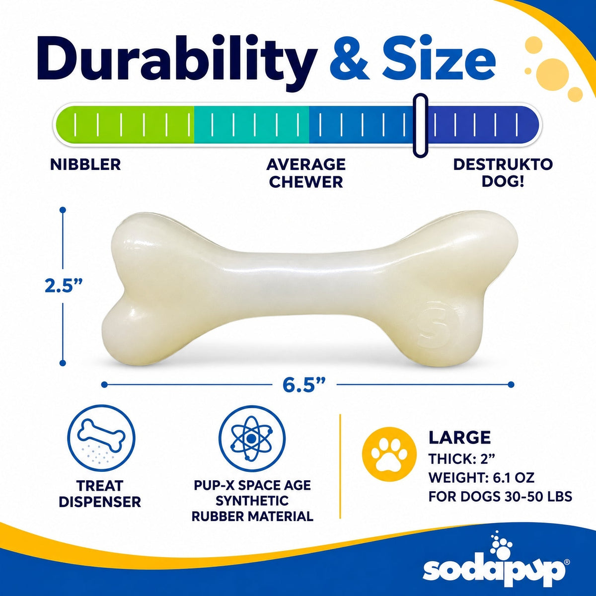 SodaPup PUP-X glow in the dark rubber chew bone dog toy – photo 6 of 10