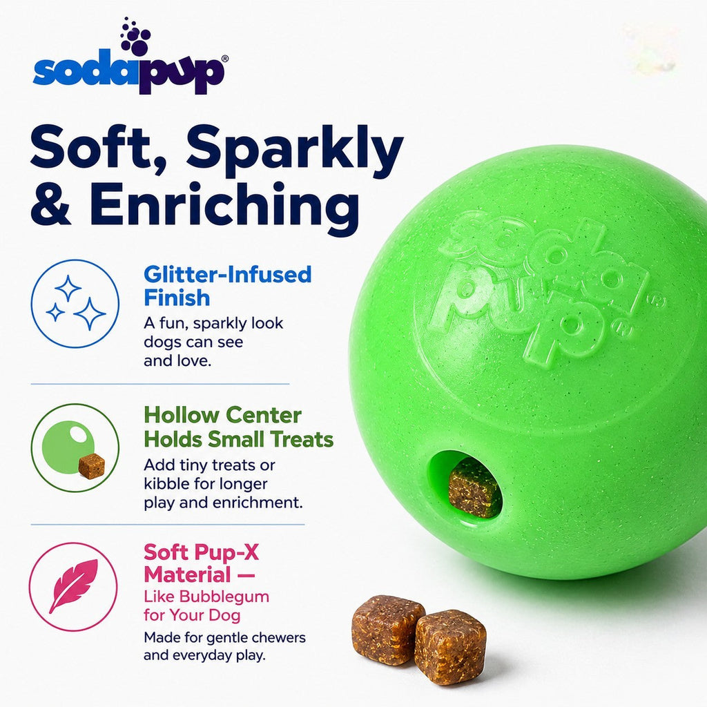 SodaPup Glitter Ball green soft rubber dog toy 2-pack – photo 7 of 8