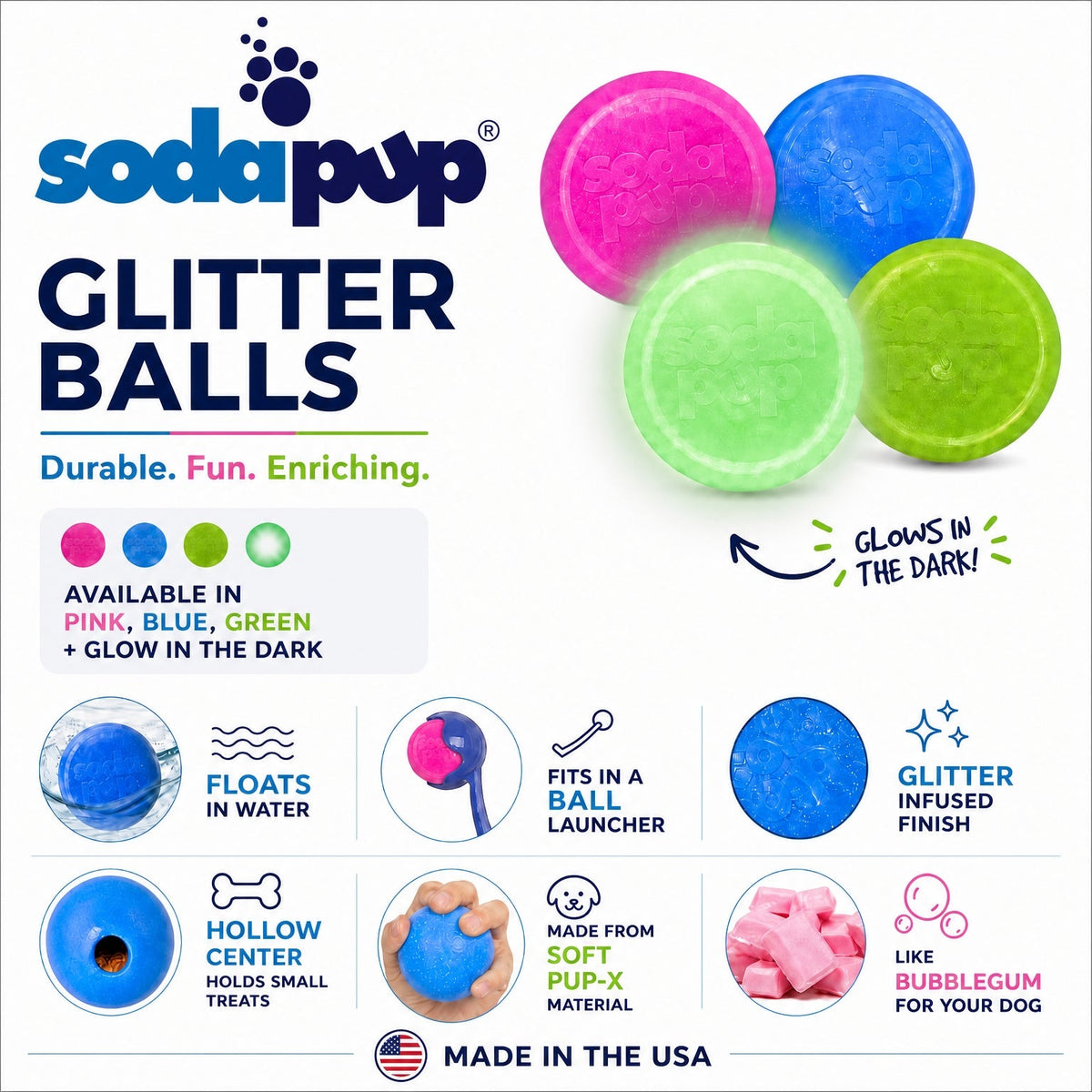 SodaPup Princess Pack pink glitter ball and unicorn horn chew toy set – photo 10 of 10
