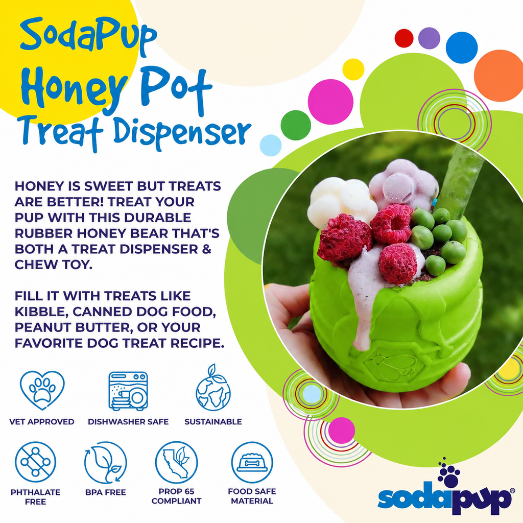 SodaPup Honey Pot eCup apple green rubber treat dispenser – photo 5 of 9