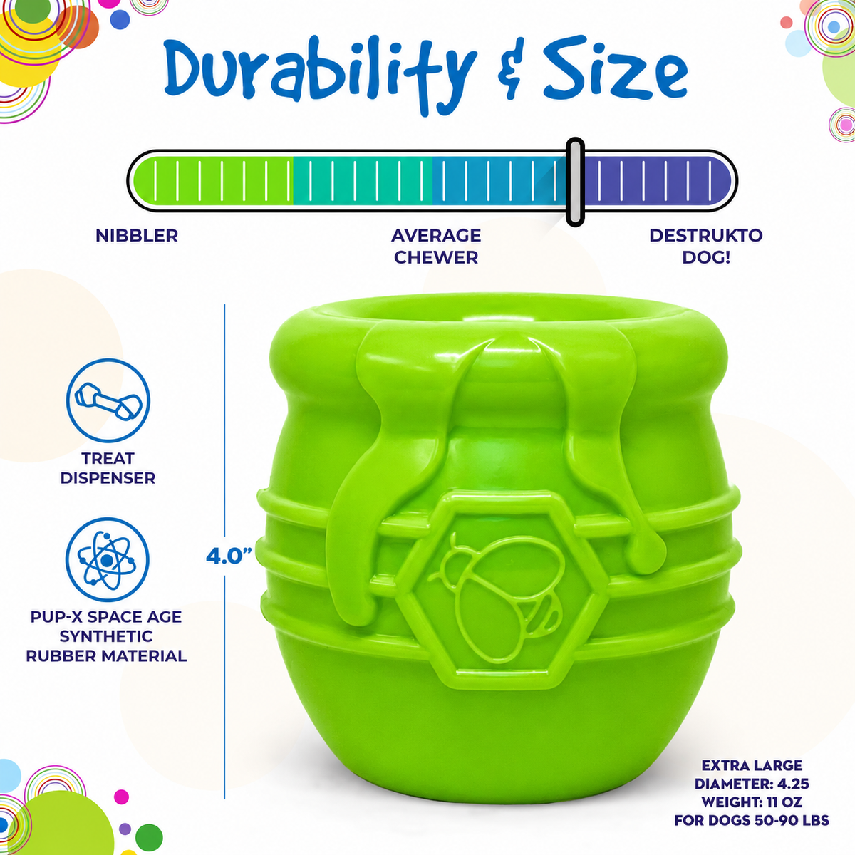 SodaPup Honey Pot eCup apple green rubber treat dispenser – photo 7 of 9