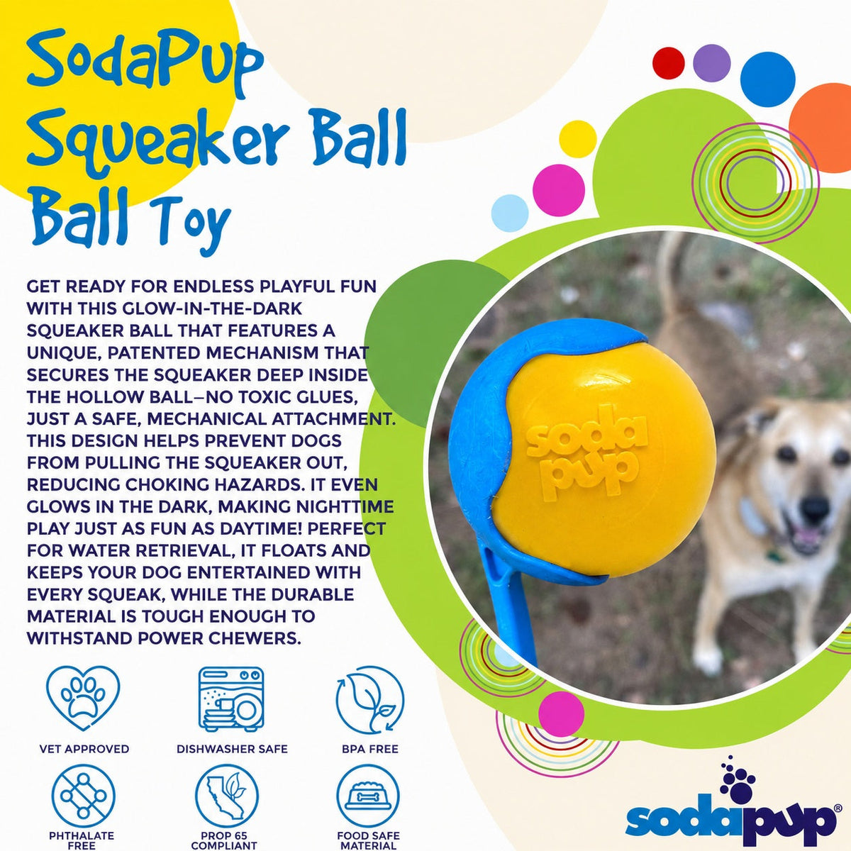 SodaPup Squeak Ball squeaky floating dog toy – photo 5 of 16