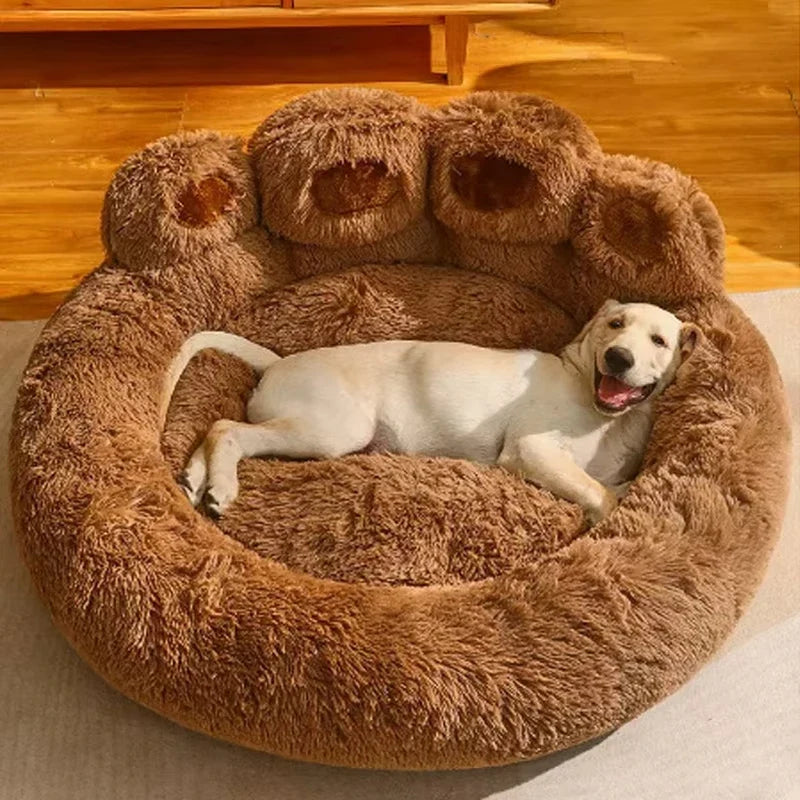 Fluffy Bear Paw Dog Bed – Large, Cute Plush Pet Bed – alternate view 7