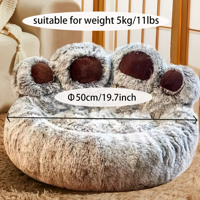 Fluffy Bear Paw Dog Bed – Large, Cute Plush Pet Bed – alternate view 2