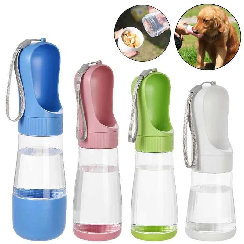 2-in-1 Travel Dog Water Bottle & Food Dispenser – 330ml / 510ml – front view