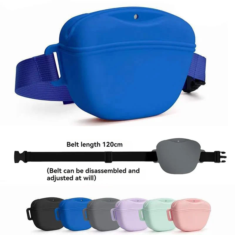 Silicone Dog Treat Bag – Portable Training Waist Pouch with Belt – front view