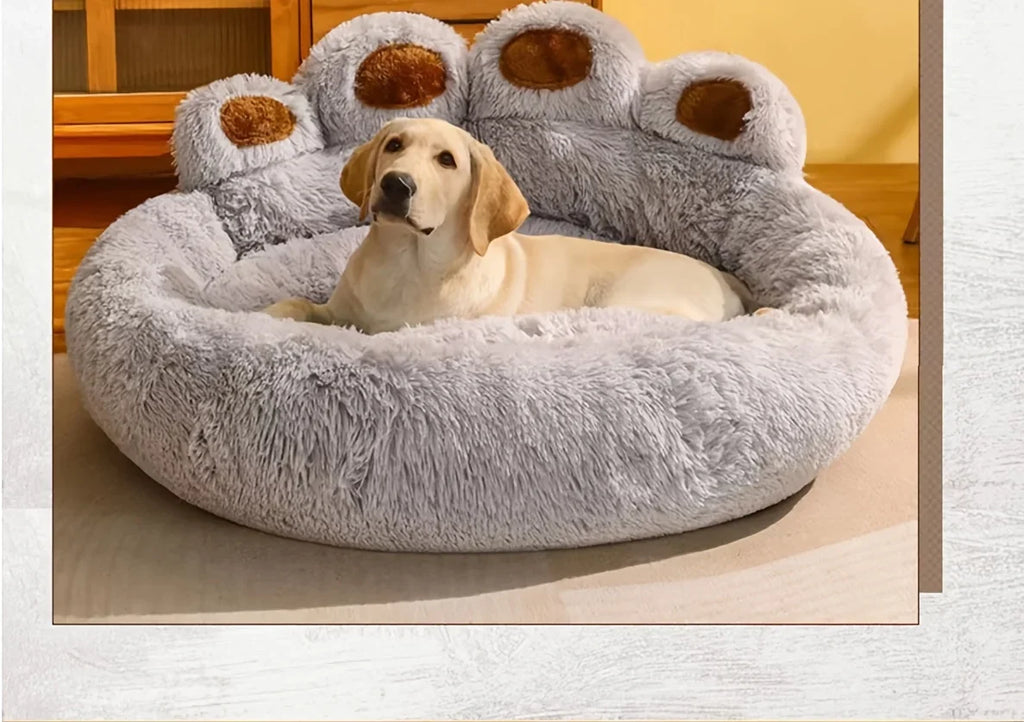 Fluffy Bear Paw Dog Bed – Large, Cute Plush Pet Bed – alternate view 18