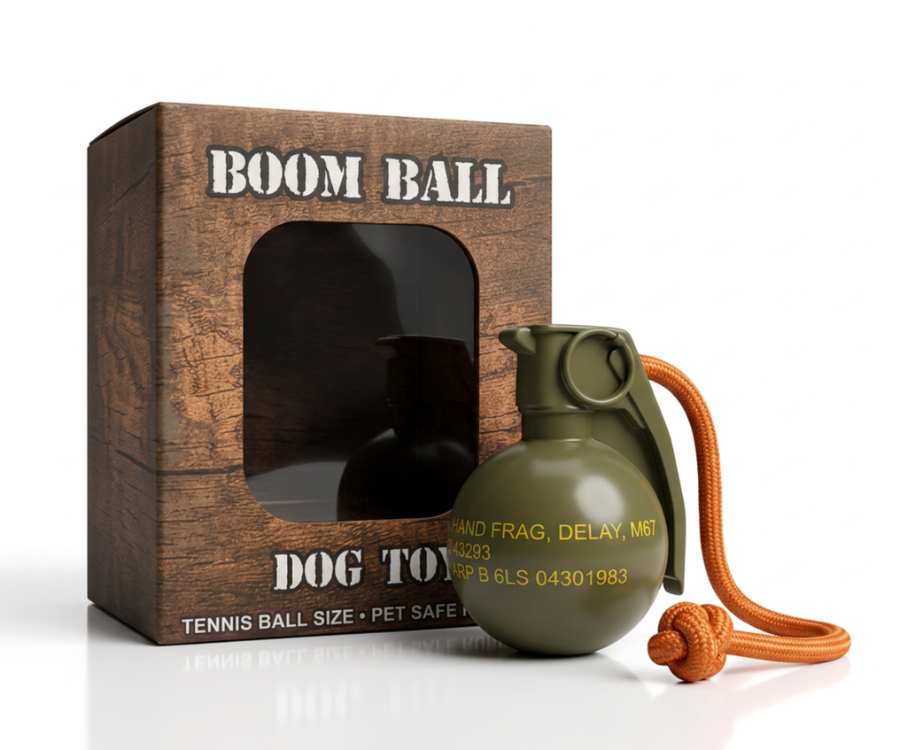 Boom Ball Rubber Dog Chew Toy – front view