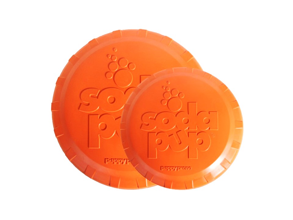 SodaPup Bottle Top Flyer orange rubber frisbee dog toy – photo 6 of 13