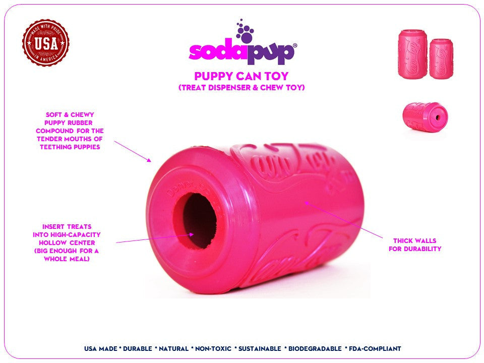 SodaPup Puppy Can Toy pink rubber treat dispenser for puppies – photo 8 of 10