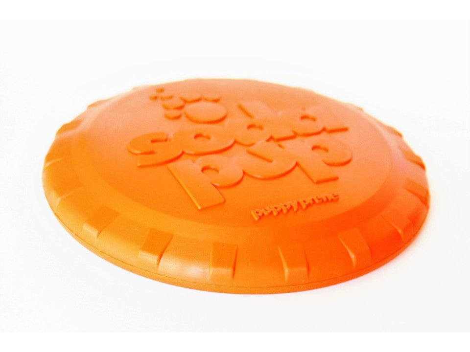 SodaPup Bottle Top Flyer orange rubber frisbee dog toy – photo 5 of 13