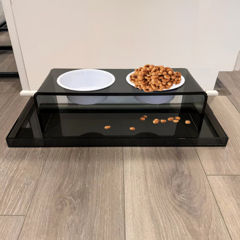 Hiddin Smoke Grey Lucite Feeder with Metal Bowls – alternate view 20