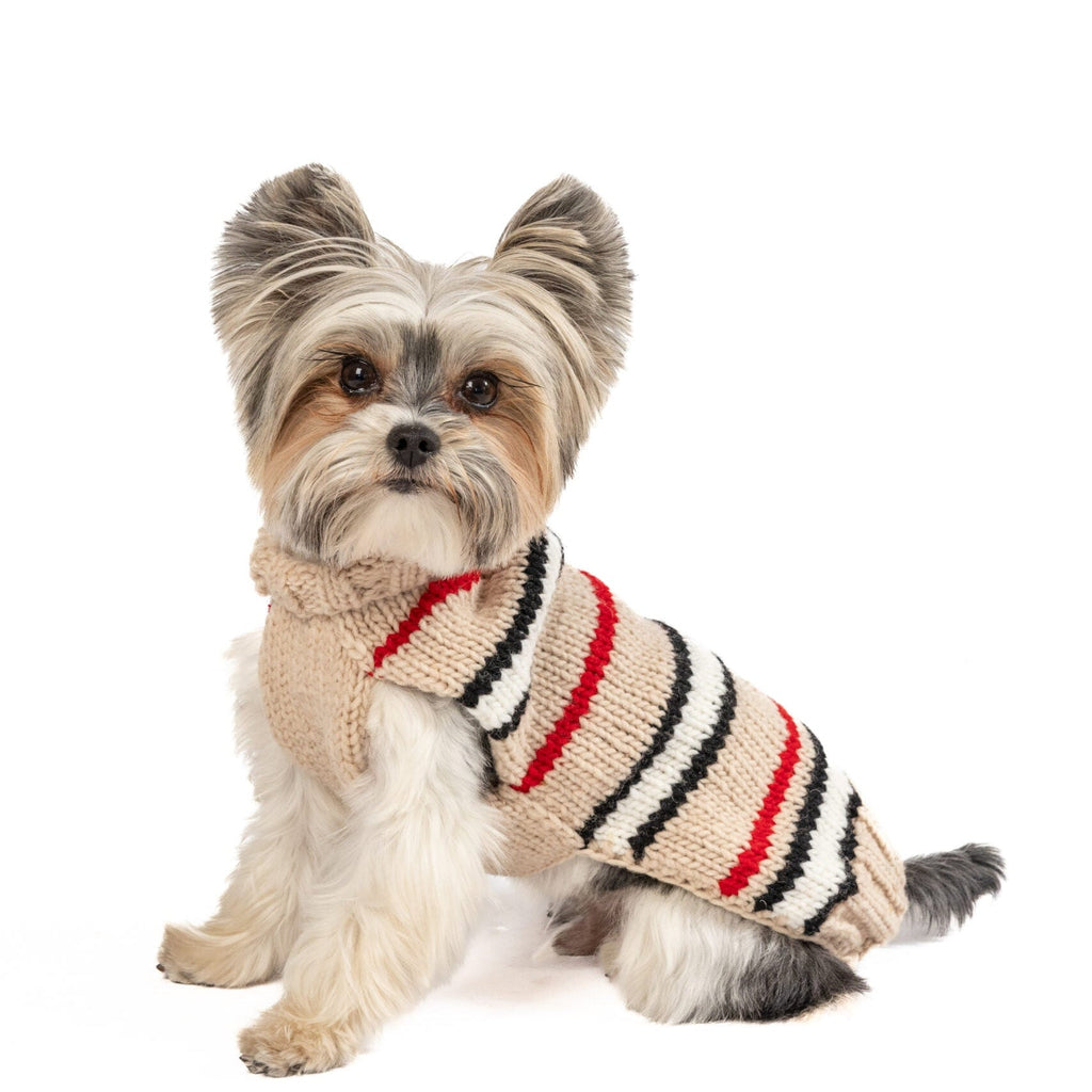 Bentley Alpaca Stripe Dog Sweater Blue and White with Leash Slit – photo 3 of 5