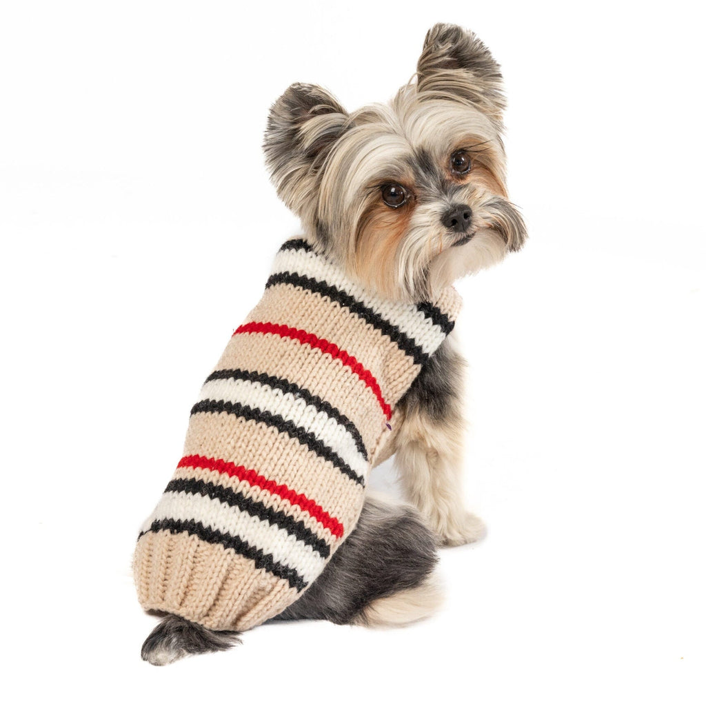 Bentley Alpaca Stripe Dog Sweater Blue and White with Leash Slit – photo 4 of 5