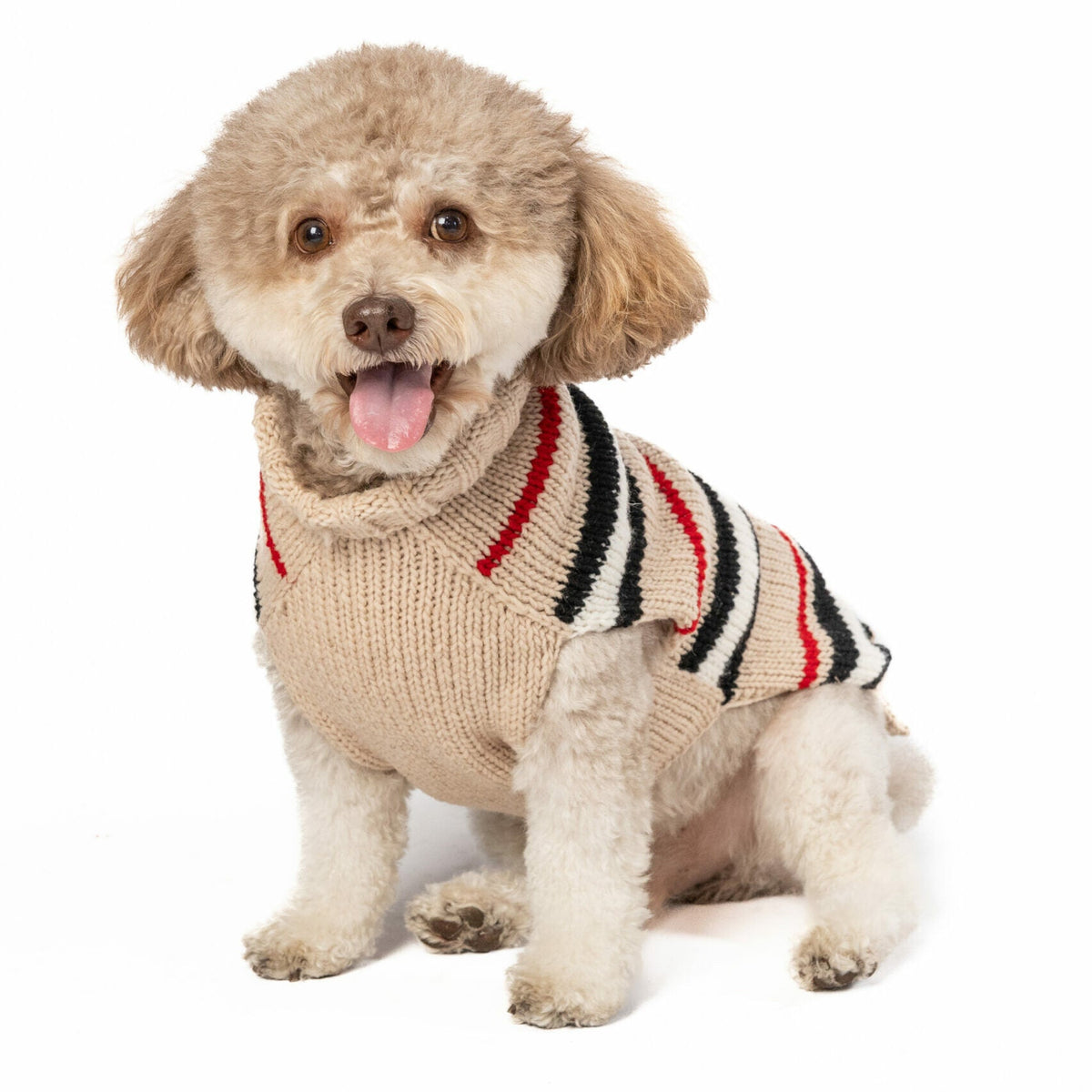 Bentley Alpaca Stripe Dog Sweater Blue and White with Leash Slit – photo 1 of 5