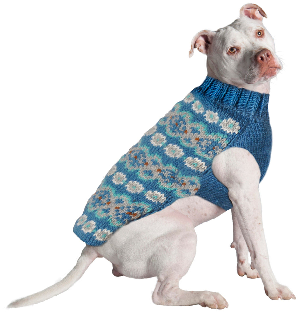 Alpaca Teal Fair Isle Dog Sweater Teal Gray and Cream – photo 2 of 6