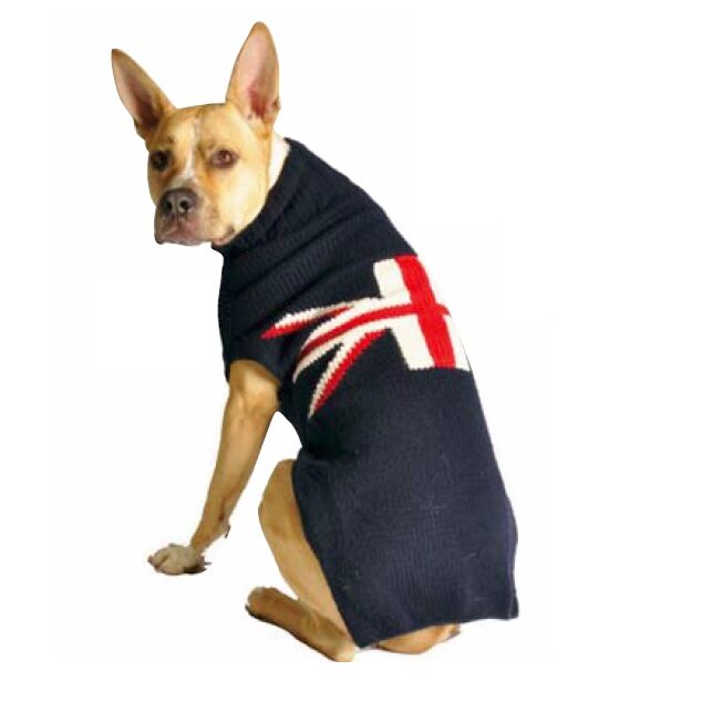Union Jack Wool Dog Sweater Hand Knit Pullover – photo 1 of 4