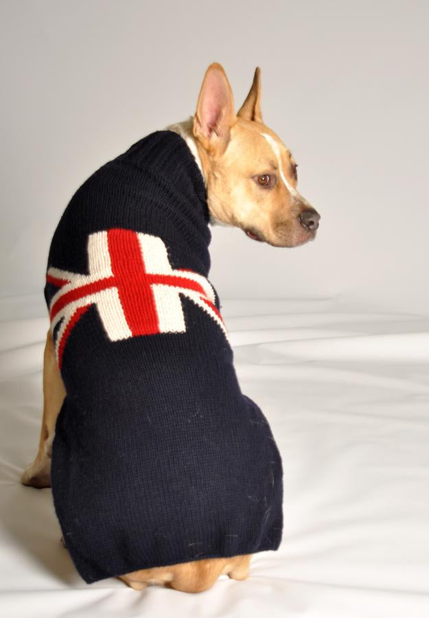 Union Jack Wool Dog Sweater Hand Knit Pullover – photo 2 of 4