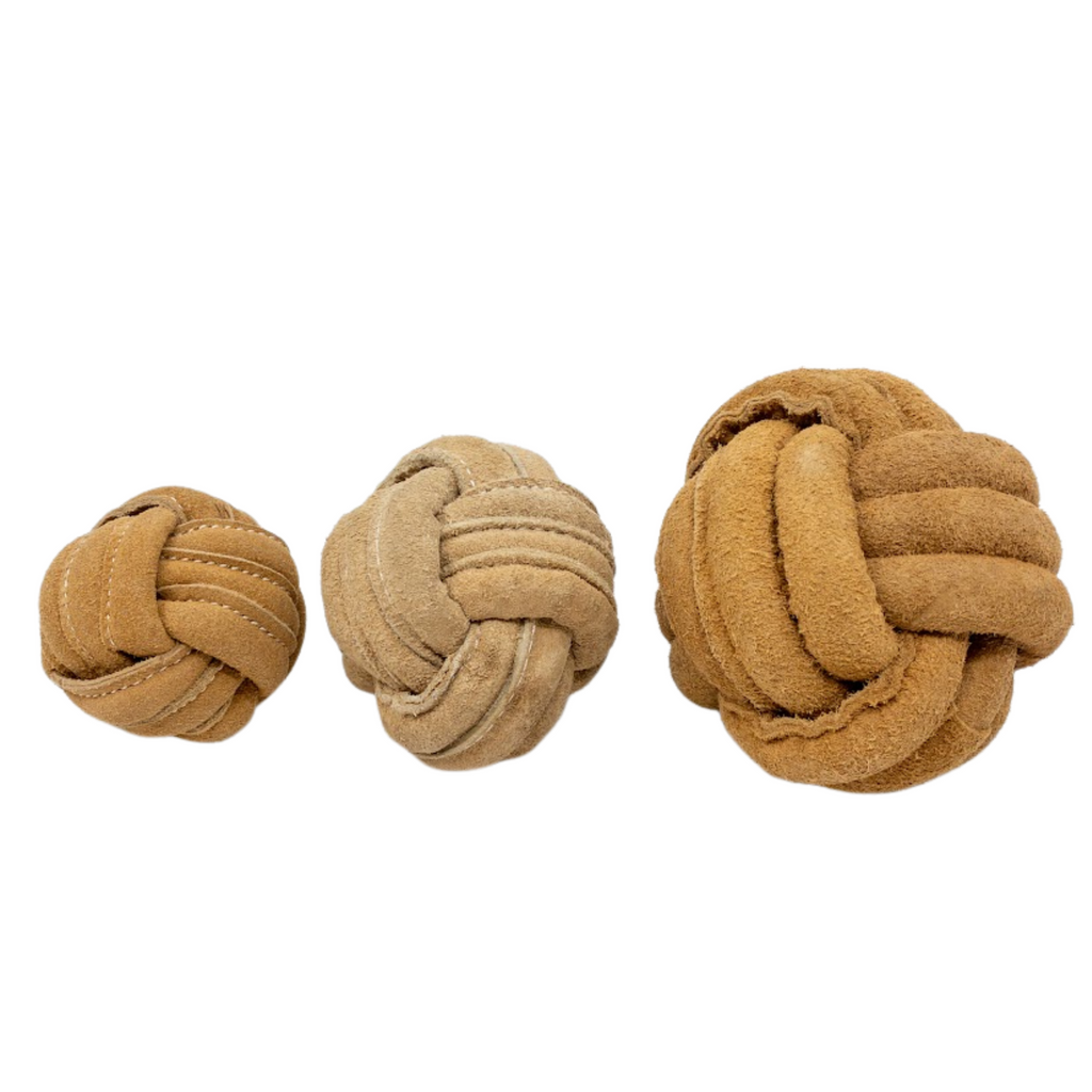 Huggle-Hide Natural Leather Ball Dog Toy 2 Pack, alternate view
