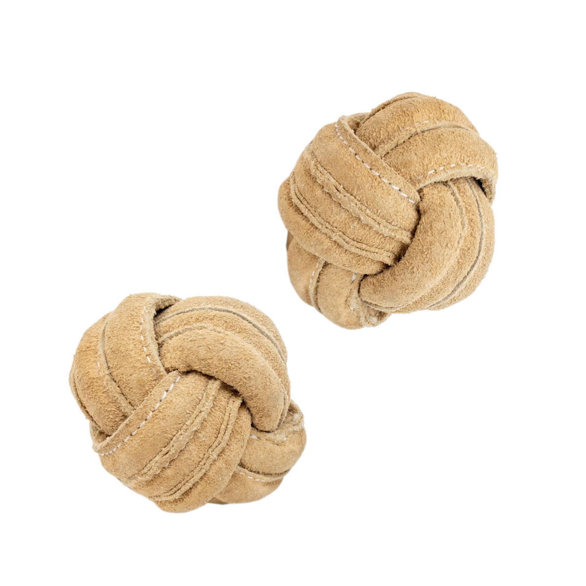 Huggle-Hide Natural Leather Ball Dog Toy 2 Pack, detail view