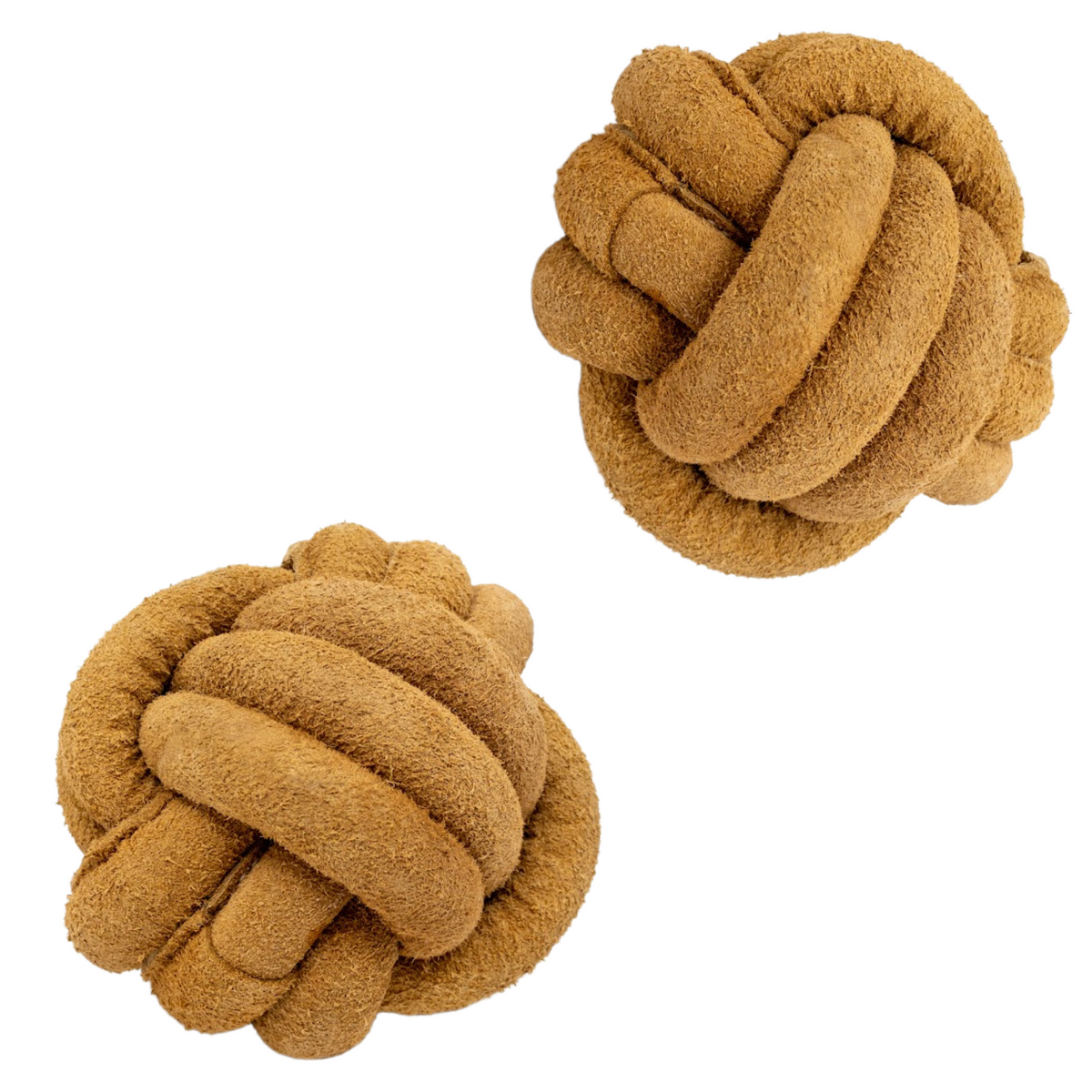 Huggle-Hide Natural Leather Ball Dog Toy 2 Pack, back view