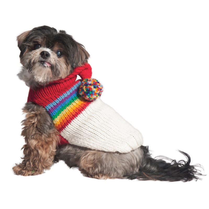 Vintage Ski Hoodie Dog Sweater Retro Rainbow – photo 3 of 6