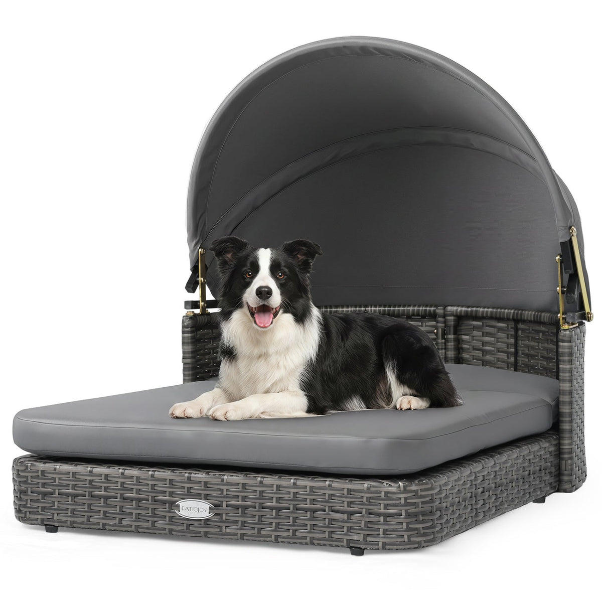 Wicker Dog House with Adjustable Canopy and Cushions – photo 3 of 8
