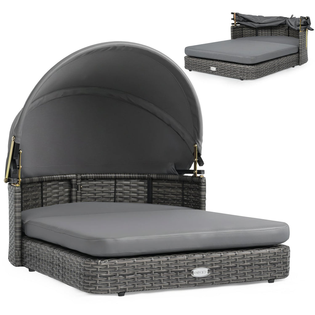 Wicker Dog House with Adjustable Canopy and Cushions – photo 4 of 8