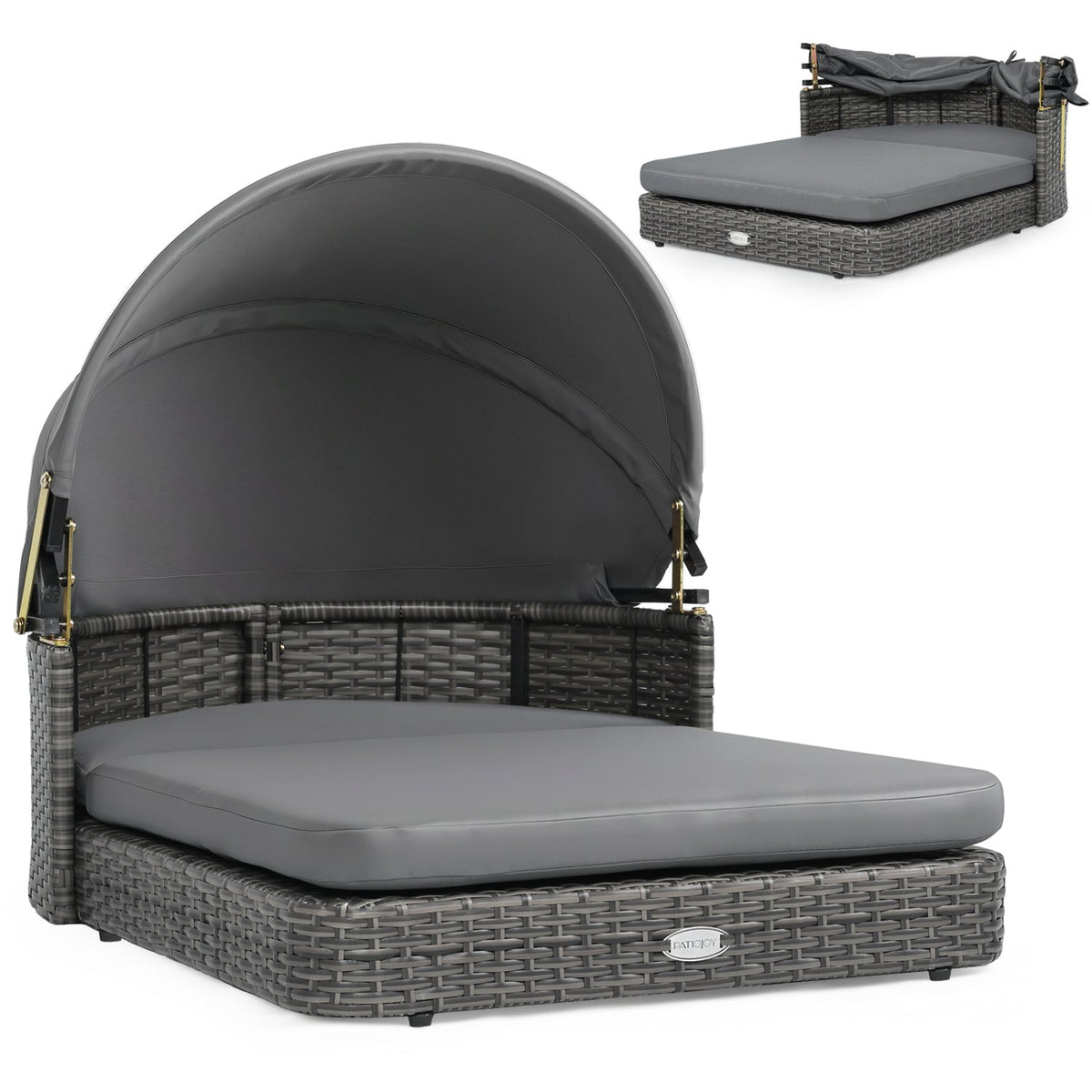Wicker Dog House with Adjustable Canopy and Cushions – photo 4 of 8