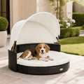 Wicker Dog House with Retractable Canopy and Cushion – photo 1 of 8