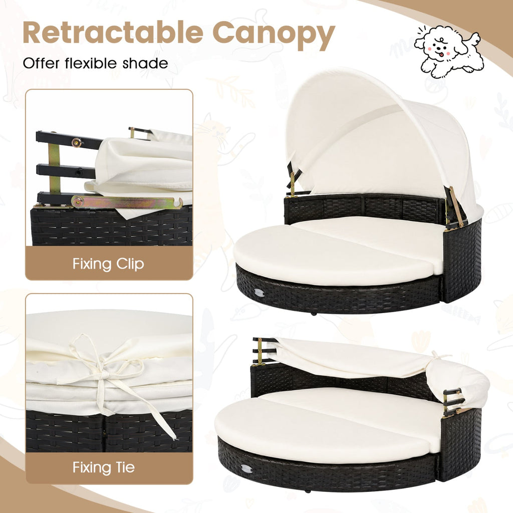Wicker Dog House with Retractable Canopy and Cushion – photo 8 of 8