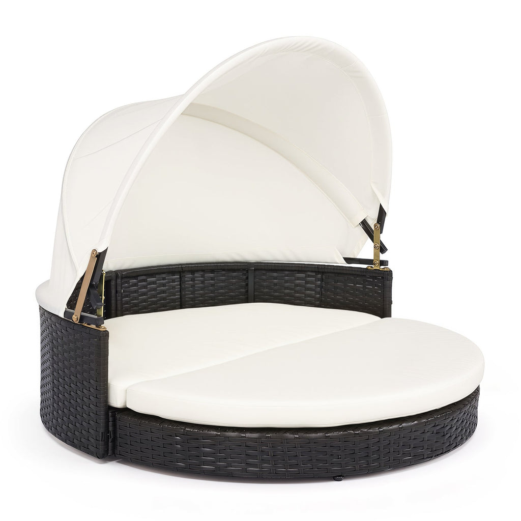 Wicker Dog House with Retractable Canopy and Cushion – photo 4 of 8
