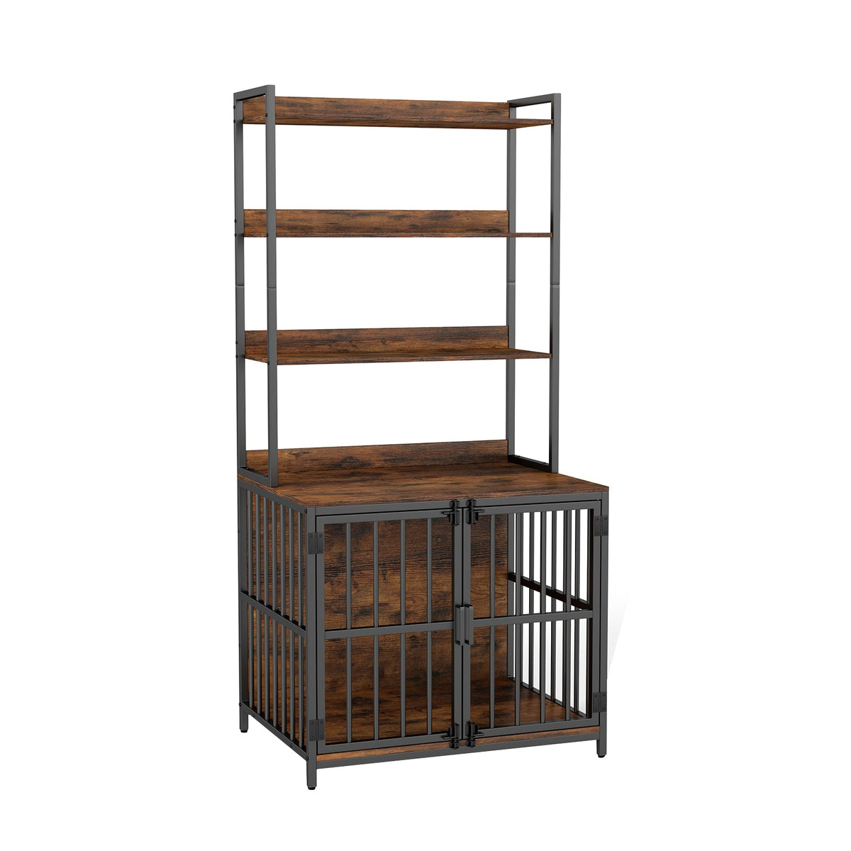 Wooden Dog Crate Furniture with Storage Shelves Rustic Brown – photo 2 of 8