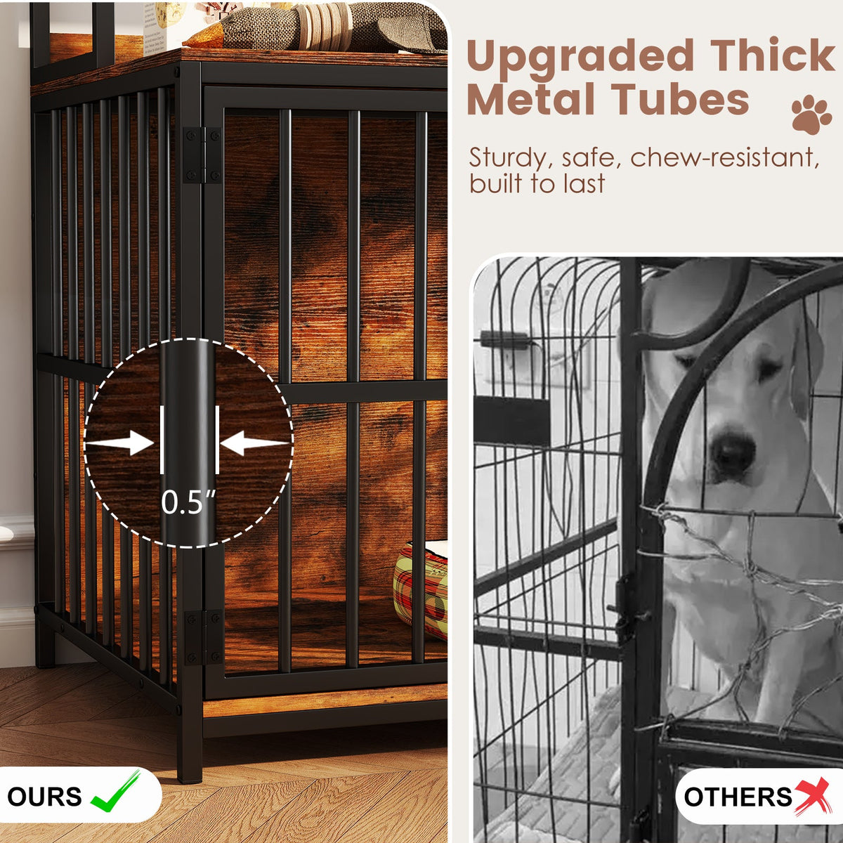 Wooden Dog Crate Furniture with Storage Shelves Rustic Brown – photo 7 of 8