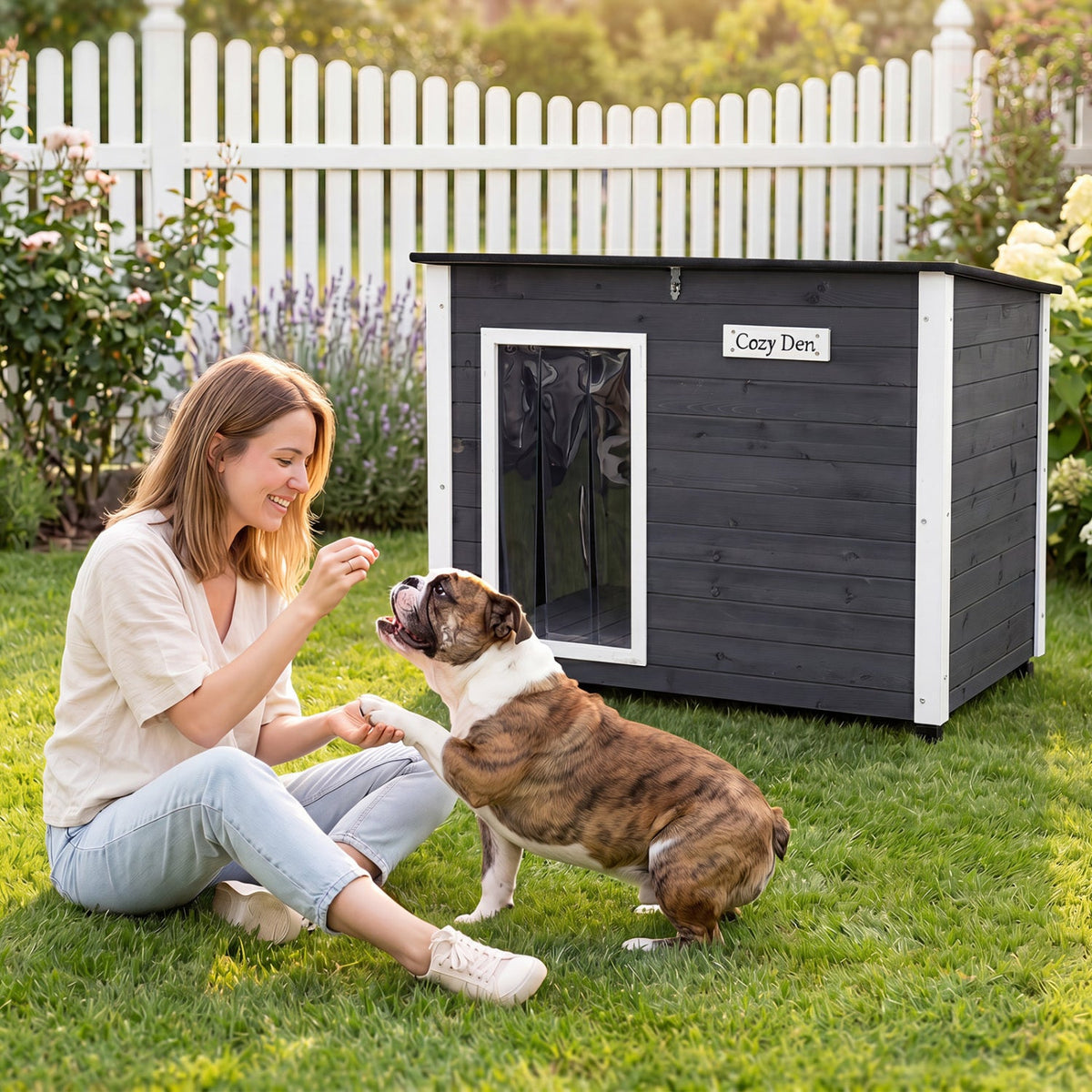 Wooden Dog House Outdoor with Openable Roof – photo 10 of 16