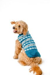 Alpaca Teal Fair Isle Dog Sweater Teal Gray and Cream – photo 4 of 6