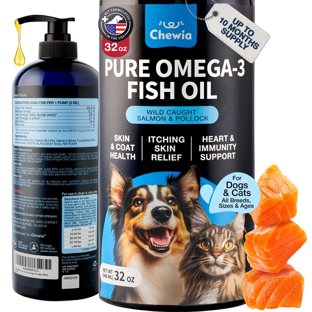 Fish Oil for Dogs & Cats – Skin & Coat Support, Omega 3-6-9 – front view