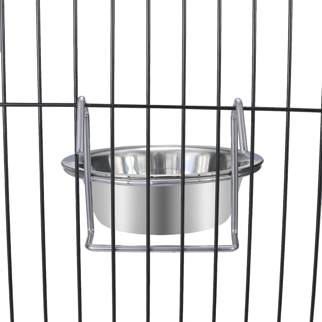 Pet Bowl Stainless Steel Hanging Food Water Bowls Bird Cage Feeder for, side view