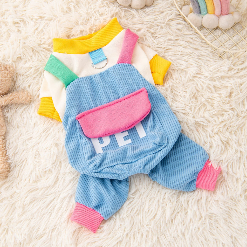 Color-Block Dog Jumpsuit with Suspenders Blue – photo 3 of 6