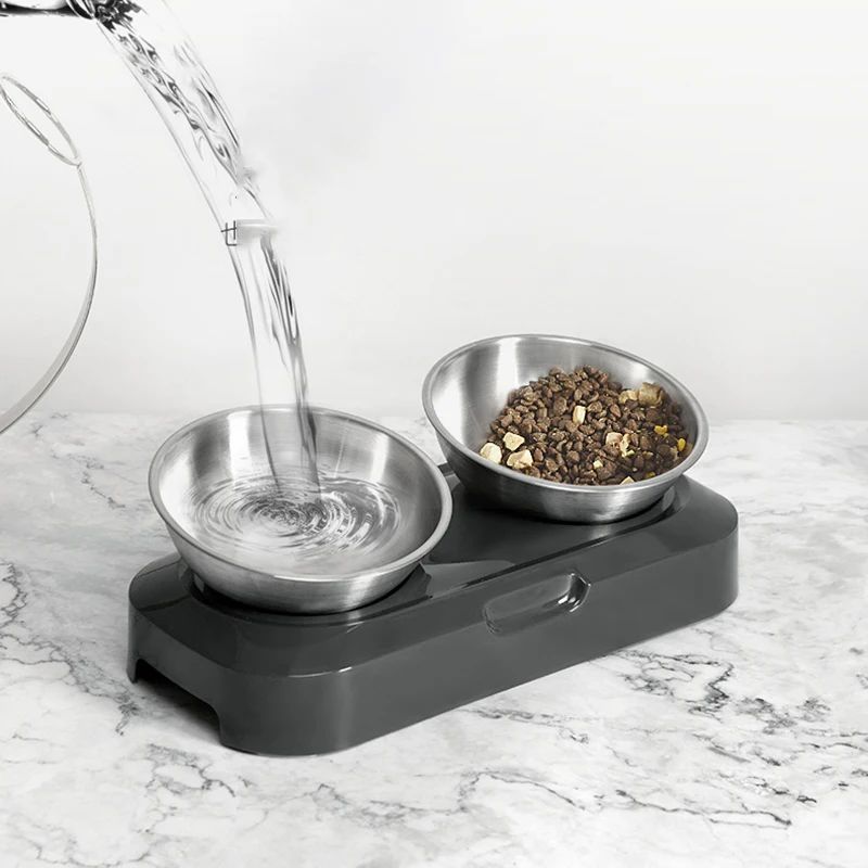 Stainless Steel Double Bowl with Stand – 15° Tilted Feeder for Dogs & Cats – alternate view 5