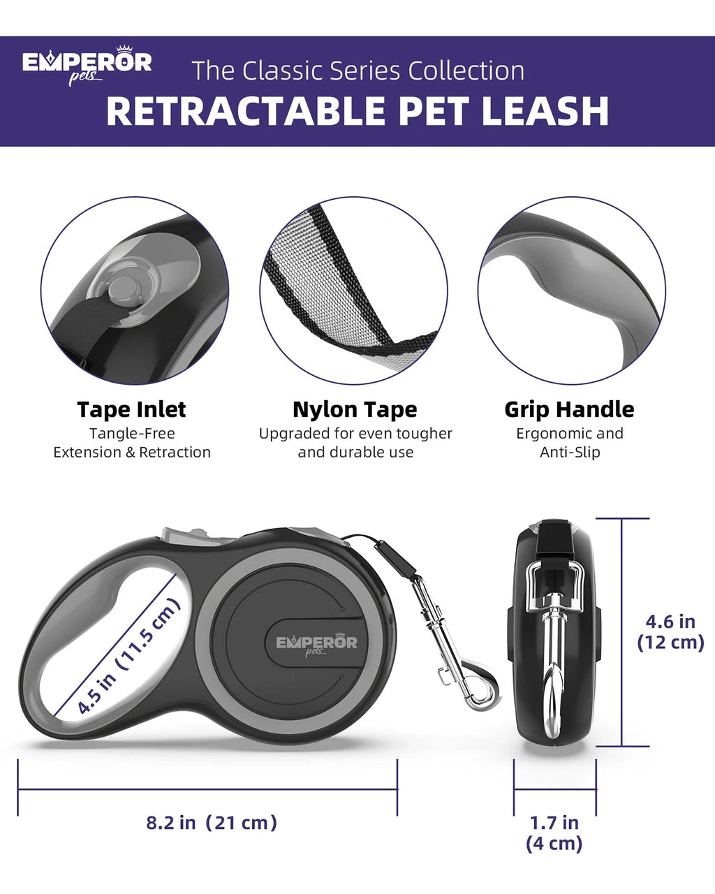 16ft Heavy-Duty Retractable Dog Leash up to 110lbs, view 9