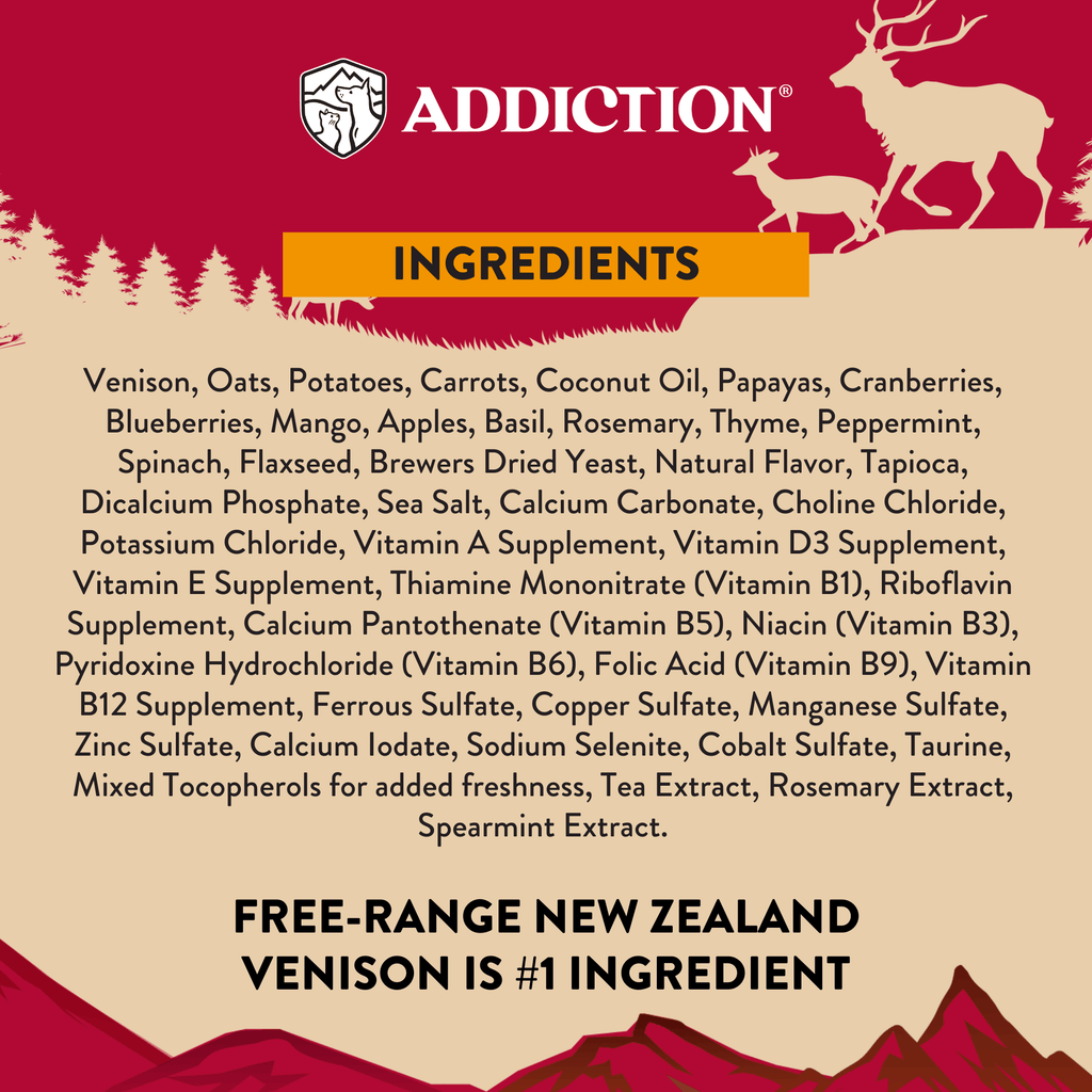 Homestyle Venison and Cranberry Dinner full ingredients list panel
