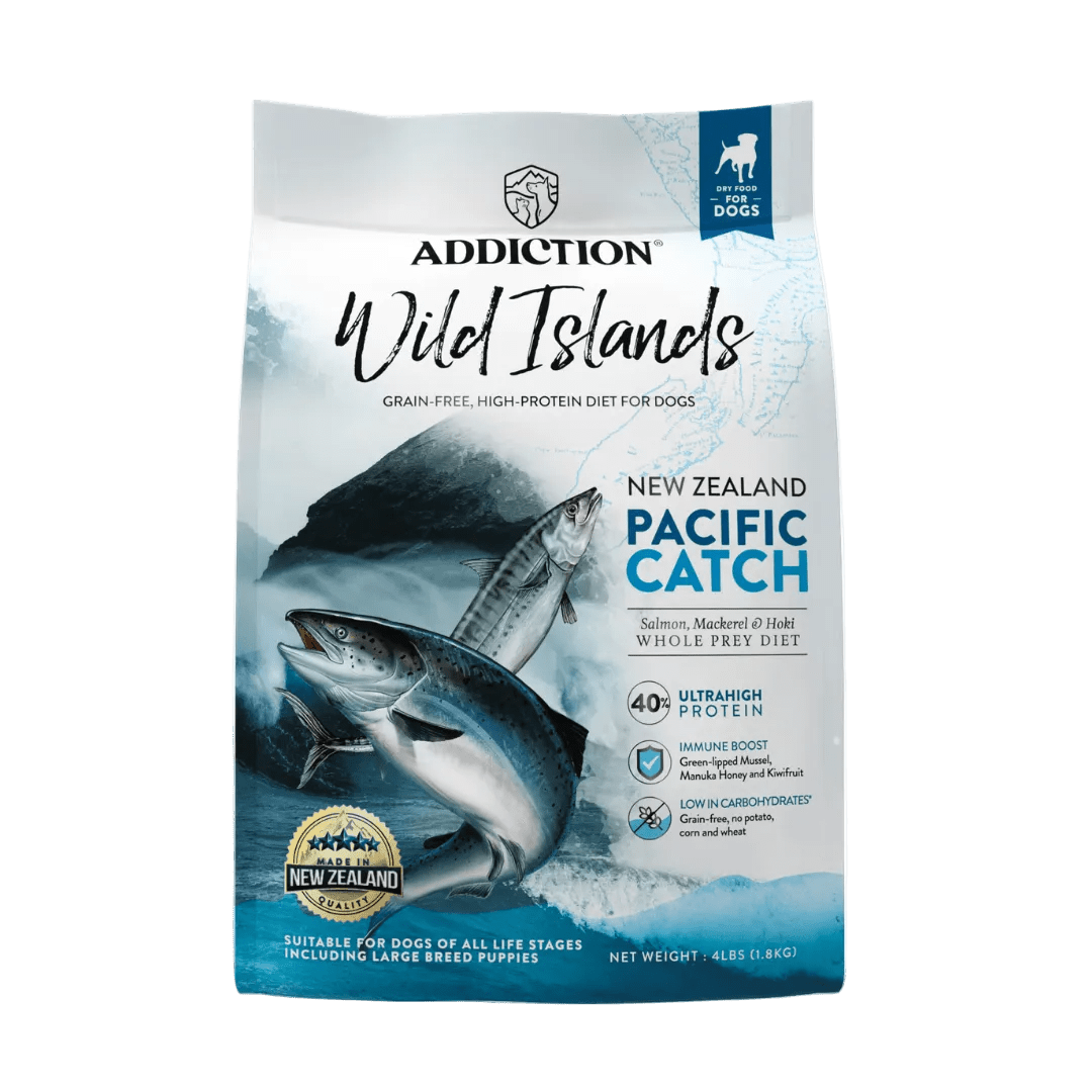 Wild Islands Pacific Catch Premium King Salmon Mackerel & Hoki Dry Dog Food – front view