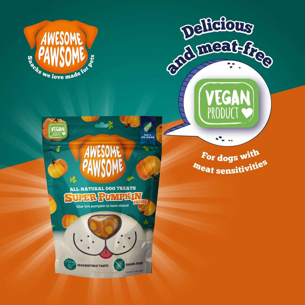 Awesome Pawsome Super Pumpkin vegan dog treats: delicious and meat-free graphic